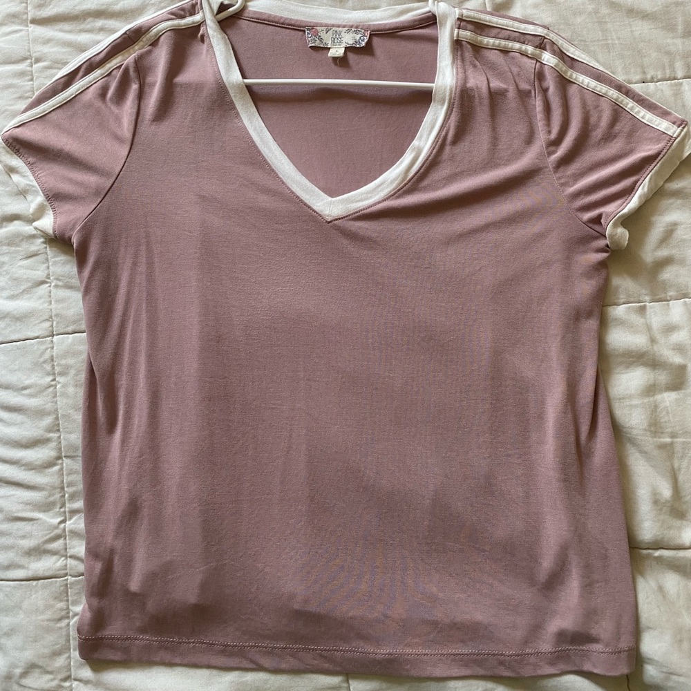 pink rose two stripe crop top